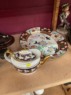 Lot 661 - 19th century Ironstone china ashet together with an early 19th English porcelain teapot.