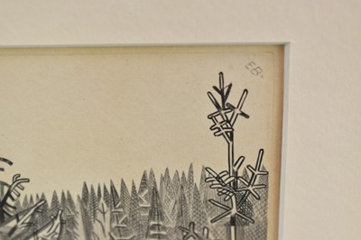 Lot 1153 - *Edward Bawden (1903-1989) signed limited etching - 'Cabin in the Forest', 8/50, dated 1952, 20.5cm x 12cm, in glazed frame