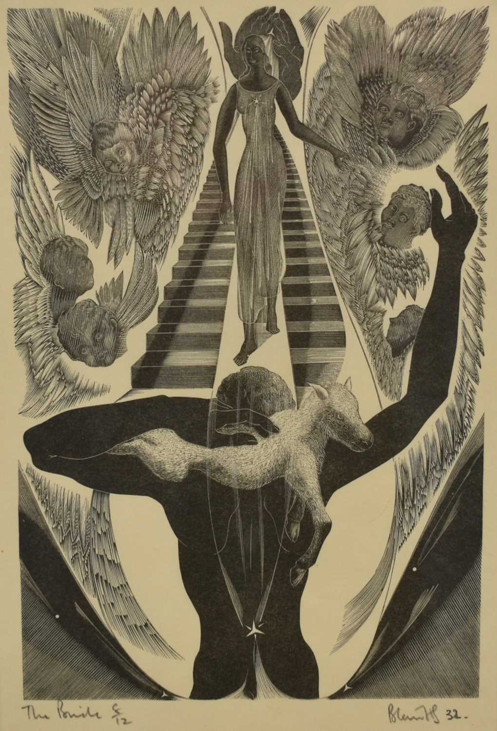 Lot 1154 - *Blair Hughes-Stanton (1902-1981) signed limited edition woodcut - The Bride, 8/12 dated '52, 21cm x 14cm, with two further prints