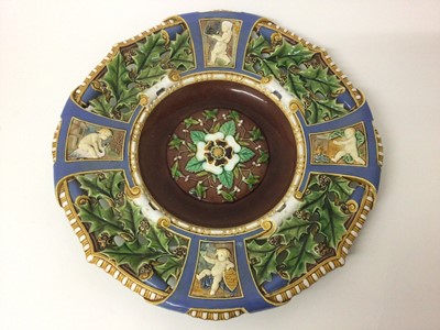 Lot 126 - Victorian Minton majolica 'Christmas' charger