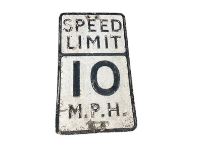 Lot 110 - Original British metal road sign 'Speed Limit 10 M.P.H.', 53.5 x 31cm