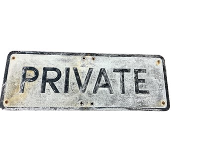 Lot 112 - British metal road sign 'Private', 62.5 x 23cm