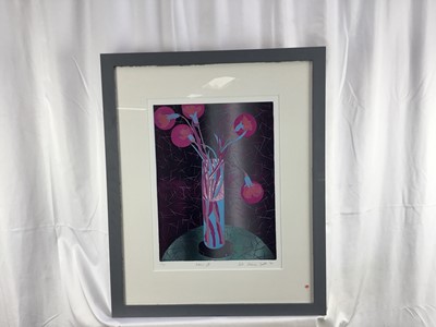 Lot 71 - Dale Devereux Barker (b.1962) monoprint - Antonio’s Gift, signed titled and dated ‘99, 40cm x 30cm, framed