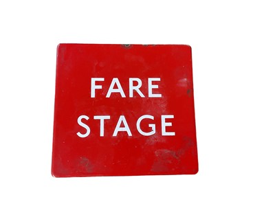 Lot 121 - Original enamel British transport enamel sign 'Fare Stage', 13.2 x 12.8cm