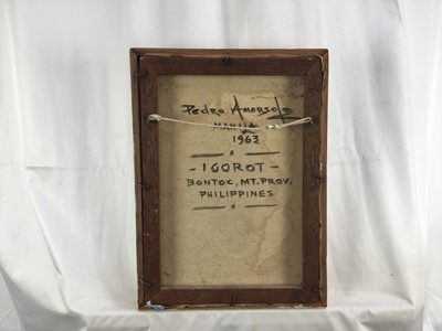 Lot 13 - Pedro Amorsolo (Philippines), oil on board, portrait of an Igorot woman, 35cm x 25cm, framed