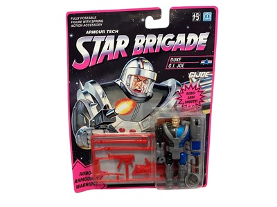 Lot 141 - Hasbro (c1993) Star Brigade GI Joe Armour Tech Astronaut Fighter Duke 3 1/2" action figure with accessories, on punched card with bubblepack No.06784  (1)