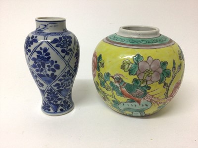 Lot 128 - Chinese blue and white baluster vase, leaf mark to base, decorated with flowers