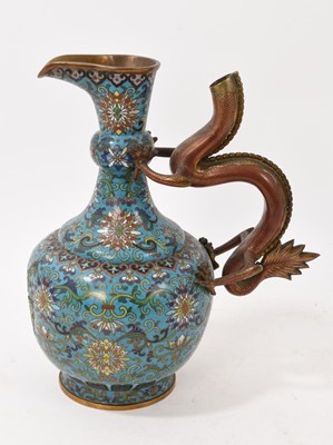 Lot 967 - Chinese cloisonné ewer, 19th century, with dragon handle