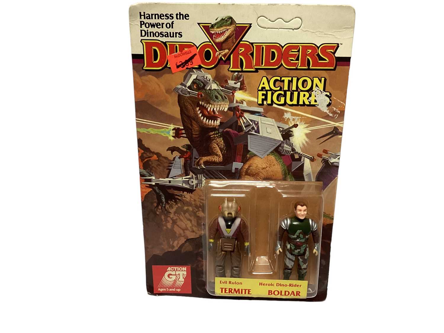 Lot 328 - Tyco (c1987) Dino Riders Termite & Boldar 3" action figures, on card (sellotape mark to front graphics) with bubble pack (1)