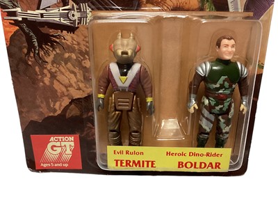 Lot 328 - Tyco (c1987) Dino Riders Termite & Boldar 3" action figures, on card (sellotape mark to front graphics) with bubble pack (1)