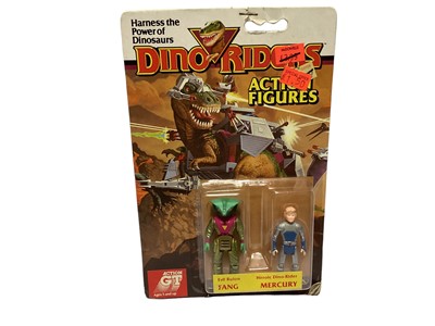 Lot 324 - Tyco (c1987) Dino Riders Fang & Mercury 3" action figures, on card (one corner bent staple to hanger) with bubble pack (1)