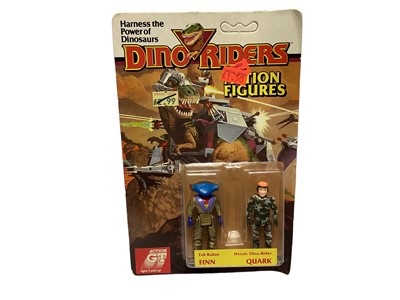 Lot 325 - Tyco (c1987) Dino Riders Finn & Quark 3" action figures, on card (slightly curled) with bubble pack (1)