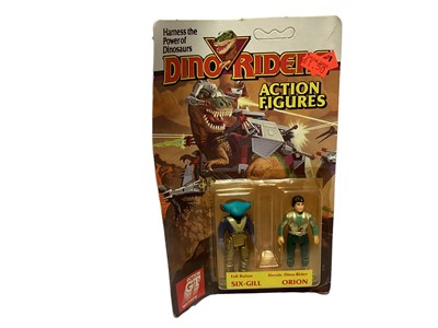 Lot 327 - Tyco (c1987) Dino Riders Six-Gill & Orion 3" action figures, on card (curled) with bubble pack (1)