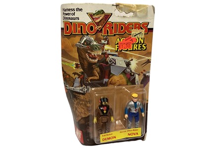 Lot 323 - Tyco (c1987) Dino Riders Demon & Nova 3" action figures, on card (curled) with bubble pack (1)