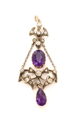 Lot 452 - Late Victorian diamond and amethyst pendant