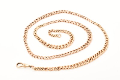 Lot 482 - Edwardian 9ct rose gold curb link double length watch chain