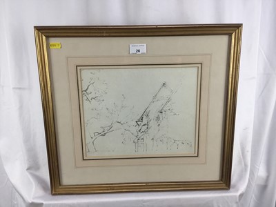 Lot 26 - Benjamin Williams Leader (1831-1923) pencil drawings - Berry Church Amberly, 1893, a pencil tree study verso, in double sided glazed frame, 22cm x 28cm