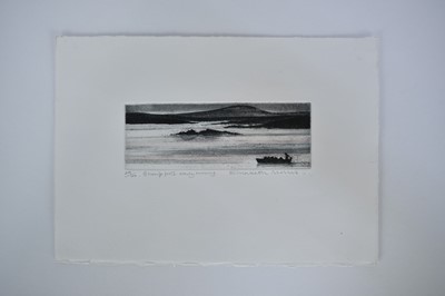 Lot 1024 - Elizabeth Morris, contemporary, signed limited edition etchings - 'Shrimp pots early morning' 29/100 and 'East Coast Boat' 22/100, together with a Charles Bartlett