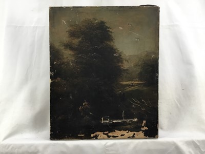 Lot 18 - Manner of John Constable, 19th century oil on canvas - 'Near Dedham', inscribed verso "Bought at Mr George Constable's sale, Sussex', 30cm x 25cm, unframed