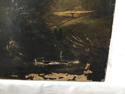 Lot 18 - Manner of John Constable, 19th century oil on canvas - 'Near Dedham', inscribed verso "Bought at Mr George Constable's sale, Sussex', 30cm x 25cm, unframed