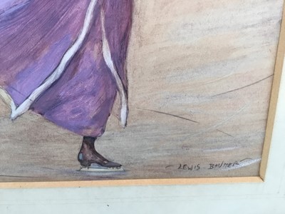 Lot 16 - Lewis Baumer, watercolour and bodycolour - The Skater, signed, 24cm x 17cm in glazed gilt frame