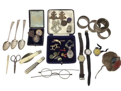 Lot 1708 - Small group of assorted watches, silver and vertu items