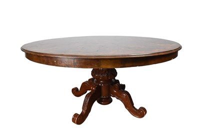 Lot 1330 - Very large Continental walnut and marquetry inlaid dining table