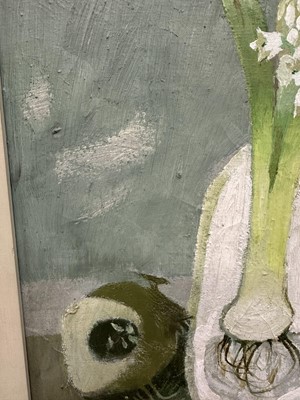 Lot 1032 - *Mary Fedden (1915-2012) oil on canvas - Hyacinth, signed and dated 1975, 41cm x 51cm, signed and titled to artist's label verso, behind glass in gilt frame