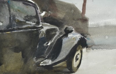 Lot 1109 - *Howard Morgan (1949-2020) watercolour - Vintage Car, 24.5cm x 38cm, mounted in glazed frame