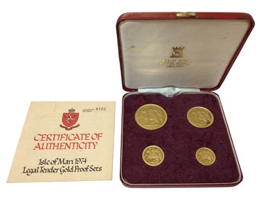 Lot 419 - Isle of Man - Gold four coin proof set 1974 to include £5, £2, Sovereign & Half Sovereign