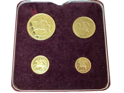 Lot 419 - Isle of Man - Gold four coin proof set 1974 to include £5, £2, Sovereign & Half Sovereign