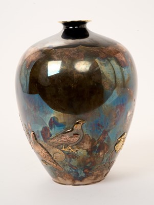 Lot 384 - Late 19th century Japanese silver, brass and copper mixed metal vase