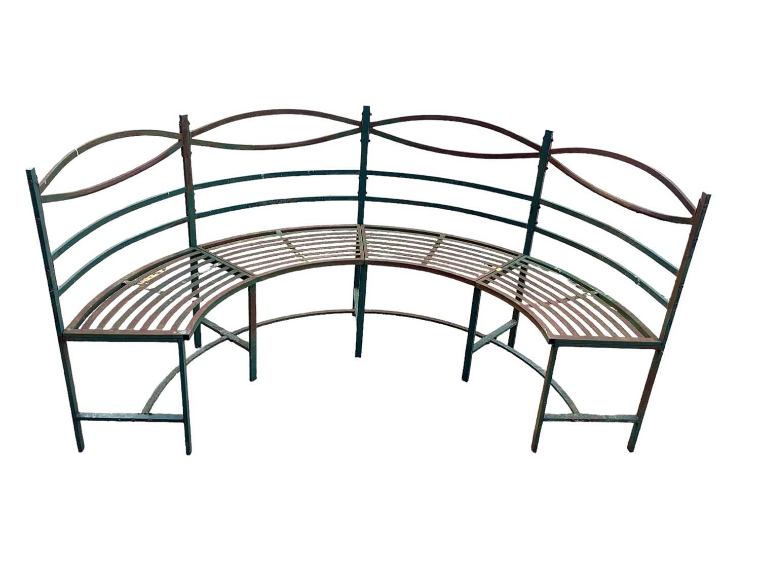 Lot 1374 - Semi-circular metal garden bench, 175cm wide