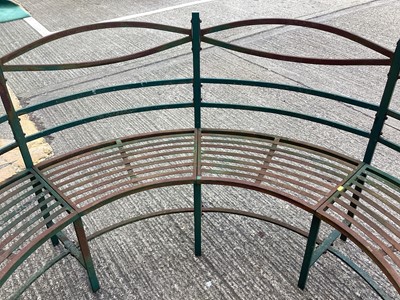 Lot 1374 - Semi-circular metal garden bench, 175cm wide