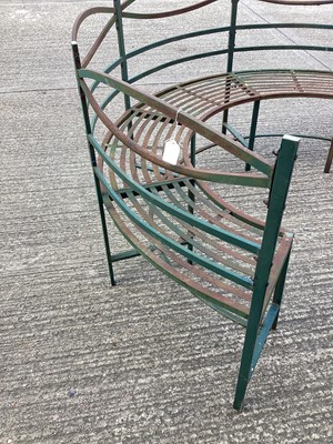 Lot 1374 - Semi-circular metal garden bench, 175cm wide