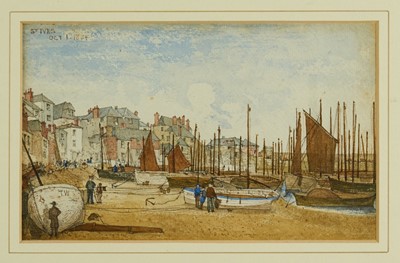 Lot 1048 - English School, late 19th century, watercolour - 'St Ives, Oct. 1. 1884', inscribed, 14cm x 22cm, in glazed gilt frame