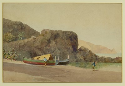 Lot 1047 - Benjamin John Morefield Donne (1831-1928) watercolour - Taormina, Sicily, initialled and dated 3.4.1911, 22cm x 32cm, in glazed gilt frame  Provenance: Fry Gallery, London