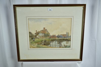 Lot 174 - Frederick Parks (act. 1890-1927) pair of watercolours - The Village Pond and A Rural Stream, signed, 26cm x 36cm, in glazed frames