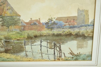 Lot 174 - Frederick Parks (act. 1890-1927) pair of watercolours - The Village Pond and A Rural Stream, signed, 26cm x 36cm, in glazed frames
