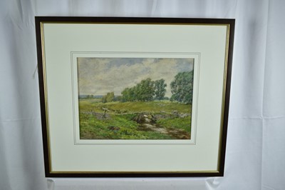 Lot 174 - Frederick Parks (act. 1890-1927) pair of watercolours - The Village Pond and A Rural Stream, signed, 26cm x 36cm, in glazed frames