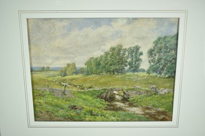 Lot 174 - Frederick Parks (act. 1890-1927) pair of watercolours - The Village Pond and A Rural Stream, signed, 26cm x 36cm, in glazed frames