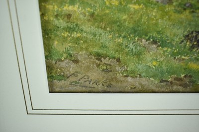 Lot 174 - Frederick Parks (act. 1890-1927) pair of watercolours - The Village Pond and A Rural Stream, signed, 26cm x 36cm, in glazed frames