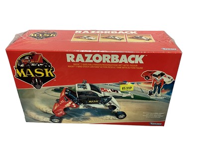 Lot 177 - Kenner Parker (1987) M.A.S.K. Original Series 3 Vehicle Razorback M.A.S.K T-Bird Stock Car/Snap Action Rescue Tank with action figure, in sealed box (1)