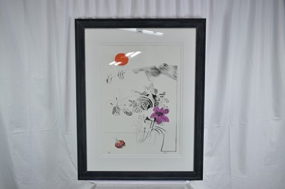 Lot 1034 - *Mary Fedden (1915-2012) lithograph with colours - Fritillaries, signed in pencil, numbered 52/70, circa 1972, 62cm x 40cm in glazed frame