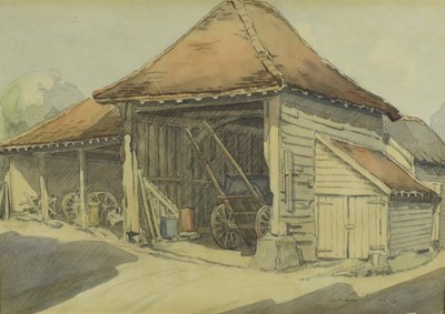 Lot 1062 - William Deal, early 20th century, pencil and watercolour - The Cart Barn, signed, 25cm x 35cm, in glazed gilt frame