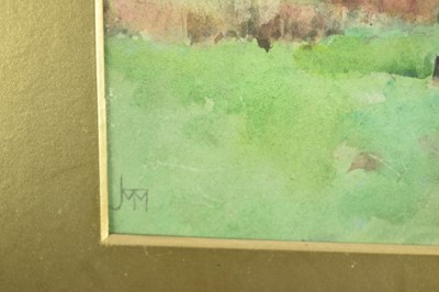 Lot 1063 - John Macintosh Macintosh (1847-1913) three watercolours - Bucklebury Common, 25cm x 37cm, Rural Farmstead, 25cm x 44cm and 'In the Lambourn Valley', 24cm x 29cm, each signed or monogrammed, in glaz...
