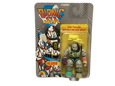 Lot 187 - LJN (1986)  Bionic Six Dr. Scarab's Evil Minions of Destruction  Klunk diecast 3 1/2" action figure, on card with bubblepack (1)