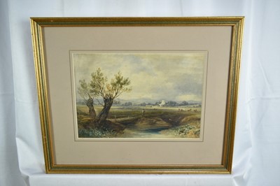 Lot 1070 - Seven 19th century English School watercolours to include Henrietta Woodman landscape, Fanny Wallins, Norfolk School watercolour and others, each in glazed frame (7)
