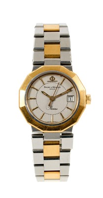 Lot 718 - Ladies Baume & Mercier 'Riviera' gold and stainless steel wristwatch