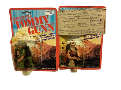 Lot 346 - Zodiac Toys (1983) Miniature Tommy Gunn kneeling pose, on card (one card ripped) with bubblepack (one lifted) (2)